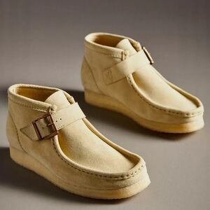 Anthropologie Clarks Wallabee Buckle Boots Maple Suede Unisex